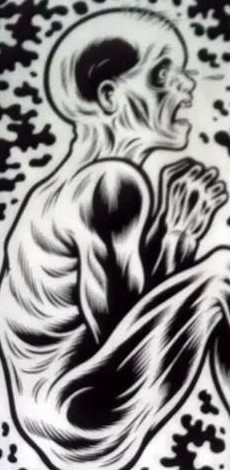 Distressed fetus graphic in black and white